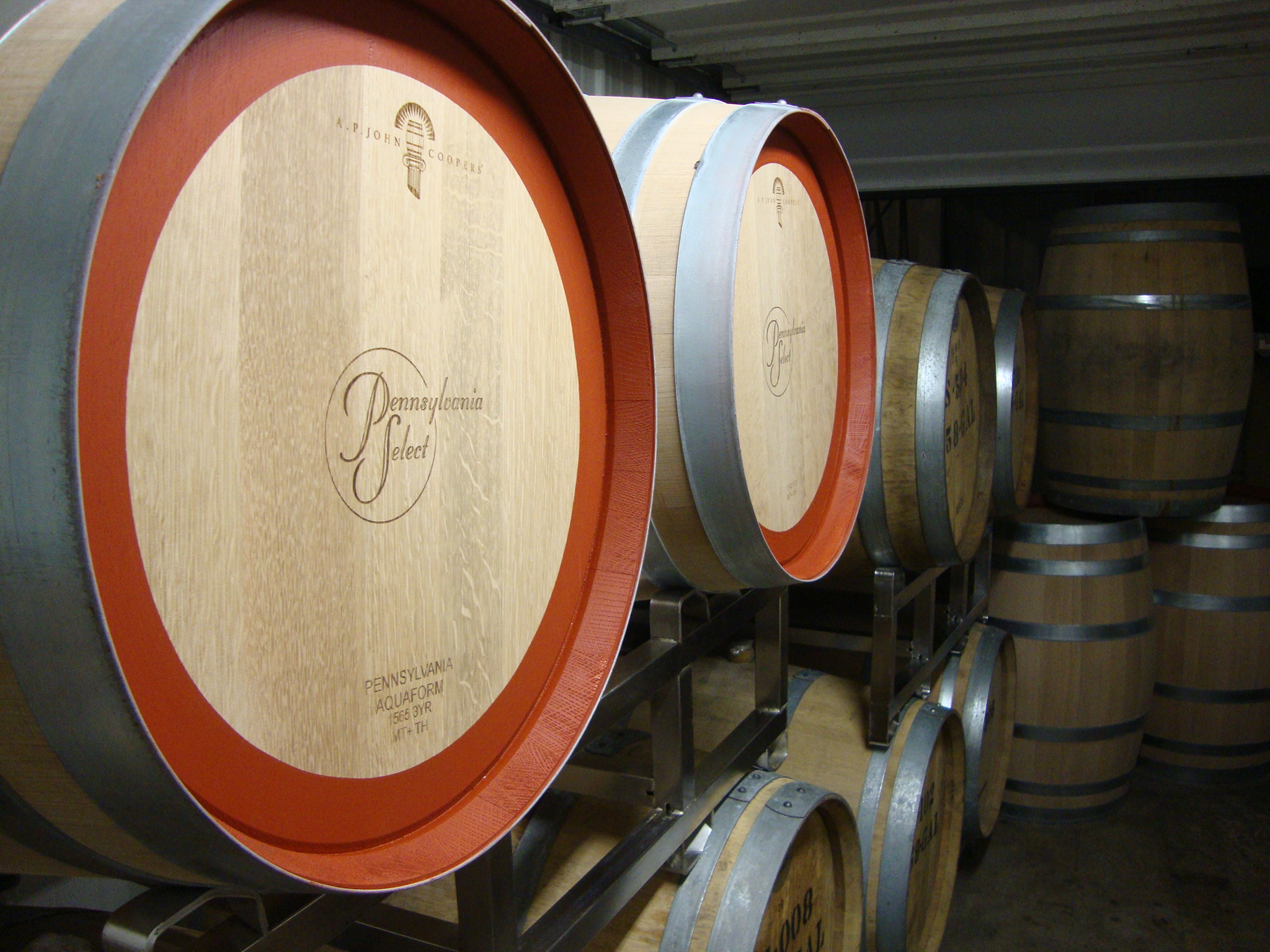 Conneaut Cellars Winery & Distillery’s wines aging in Pennsylvania Oak Barrels